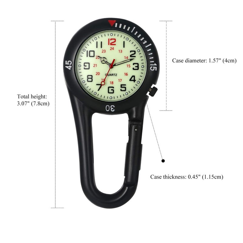 Lancardo Clip On Quartz Watch for Men and Women Glow in The Dark Backpack Buckle Belt Fob Watch for Doctors Nurses Chefs Hiking or Climbing - Image 4