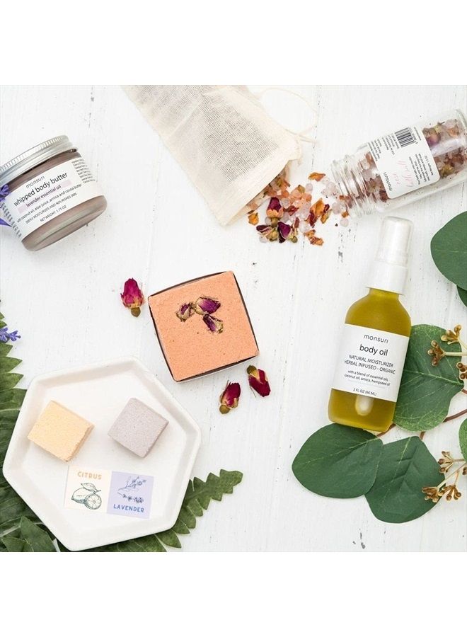 Monsuri Self Care Gift Basket for Mom: New Mommy Care Package Pampering Gift Set with Bath Accessories and Natural Skincare Products. Our Spa Day Kit for Women is the ideal Birthday Gift Basket for her. - Image 2