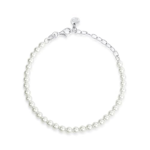 ZAVYA 925 Sterling Silver Freshwater Pearl Modest Rhodium Plating Link Bracelet | Gift for Women and Girls | 1 Year Plating Warranty - Image 1