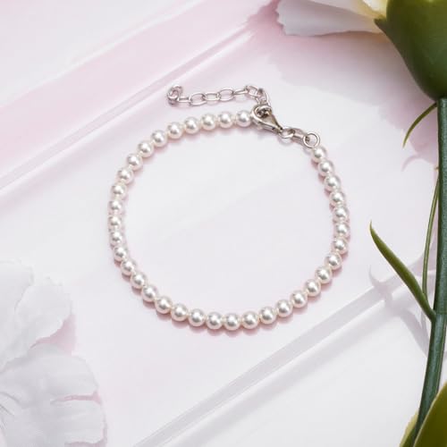ZAVYA 925 Sterling Silver Freshwater Pearl Modest Rhodium Plating Link Bracelet | Gift for Women and Girls | 1 Year Plating Warranty - Image 2