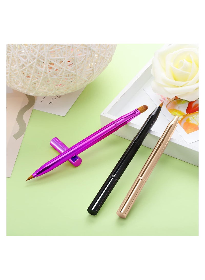 SOLARAE Dual End Lip Brush, Concealer Brushes, 3 Pieces Retractable Lipstick Eyeshadow Foundation Makeup Brush Tool, Applicators Set, Portable Applicators, Bristles Makeup Brush Tool - Image 5