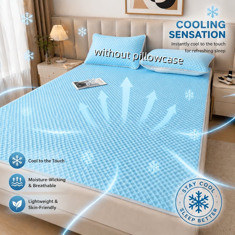 Summer Cooling Luxurious Cooling Mat, Soft Skin-Friendly Breathable Cool Waffle Cooling Pad Single Double Bed Adaptable Foldable Portable 4-Corner Fixed Straps Moisture-Wicking Machine Washable Bedroom Dorm Living Room Outdoor Camping All-Season Mat - Image 2