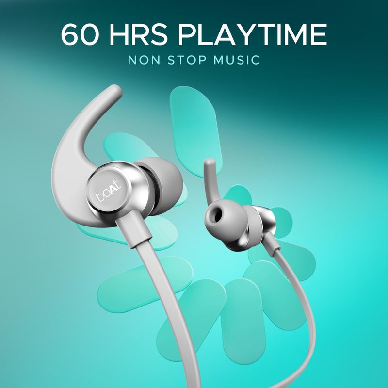 بوات بوت روكرز 255 برو+، بطارية 60 ساعة، شحن سريع، مقاومة للماء IPX7، اقتران مزدوج، زمن انتقال منخفض، سماعات مغناطيسية، استماع بدون إعلانات عبر دعم التطبيق، سماعة رقبة بلوتوث لاسلكية مع ميكروفون (أبيض قمري) - Image 4
