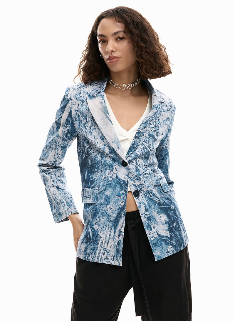 DESIGUAL Regular-Fit Blazer With Inner Lining Flap Pockets - Image 1