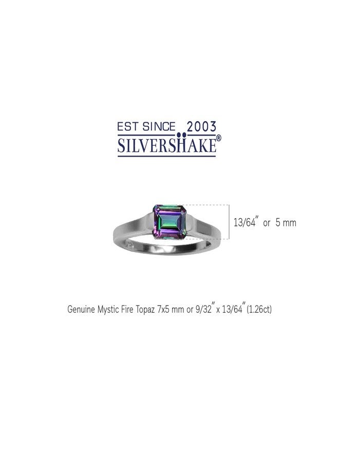 Silvershake 1.26ct. Octagon Shape Mystic Fire Topaz White Gold Plated 925 Sterling Silver East-West Solitaire Promise Ring Size 7.5 - Image 3
