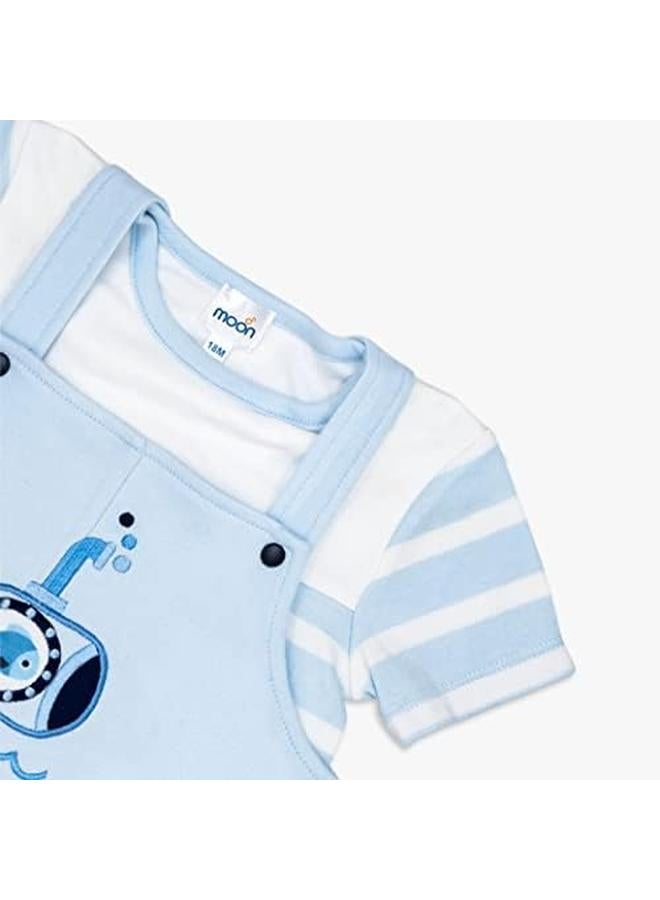 مون تي شيرت ودنغري قطن 100% 12 18M Blue Little Submarine - Image 3