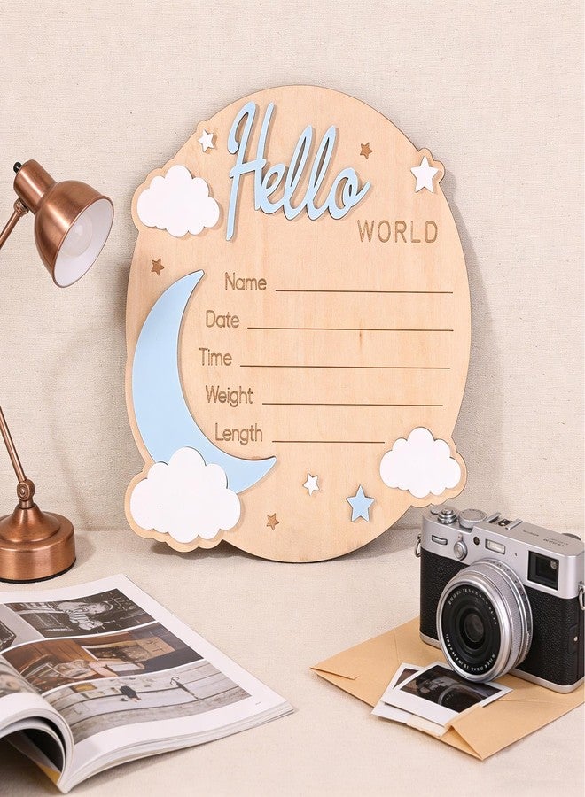 Penitue Wooden Baby Announcement Sign, 15cm/5.9in Hello World Newborn Sign with Name Date Time Weight & Length for Hospital Nursery Photo Prop Baby Shower - Image 5