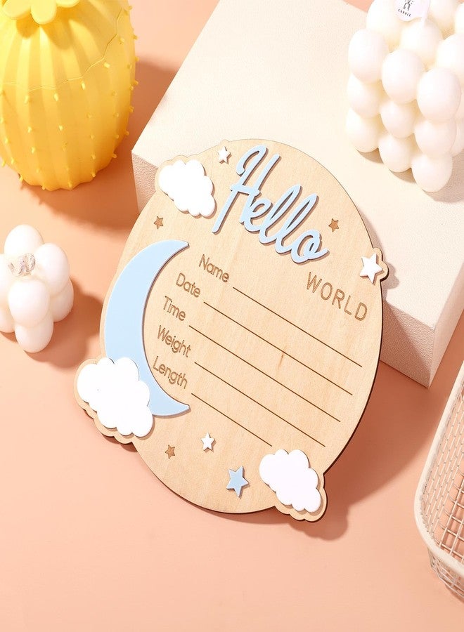 Penitue Wooden Baby Announcement Sign, 15cm/5.9in Hello World Newborn Sign with Name Date Time Weight & Length for Hospital Nursery Photo Prop Baby Shower - Image 3