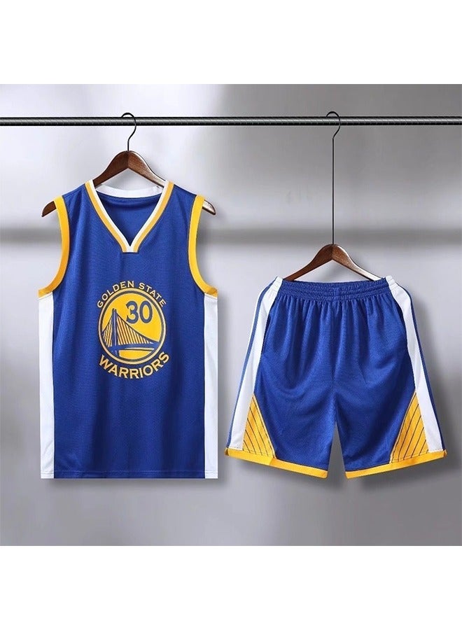 Generic 2-piece basketball training suit, blue jersey, sports bracelet accessories - Image 2