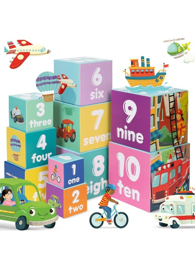 boppi Baby Stacking Blocks Vehicle Toys with Letters and Numbers, Montessori Cubes for Toddlers, Preschool Learning Toys - Image 5