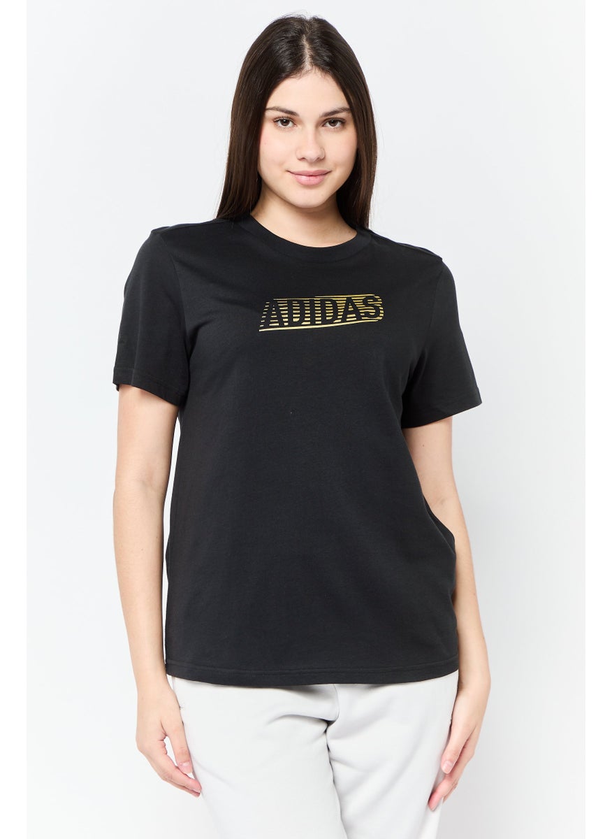 Adidas Women Sportswear Fit Short Sleeves Outdoor T-shirt, Black  - Image 1