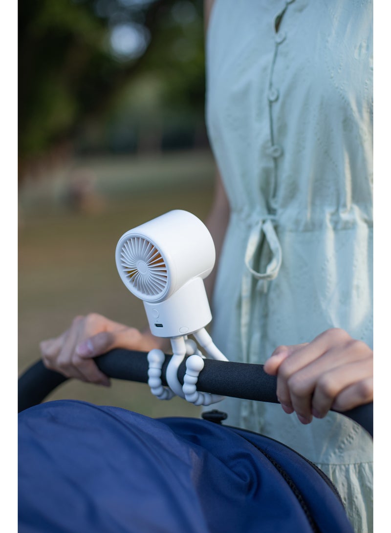 porodo Portable Mini Hand Fan with 3-Speed Adjustable Winds / Cool flex Mini Handheld Fan for Travel,Outdoor,Home,Office- White - Image 4