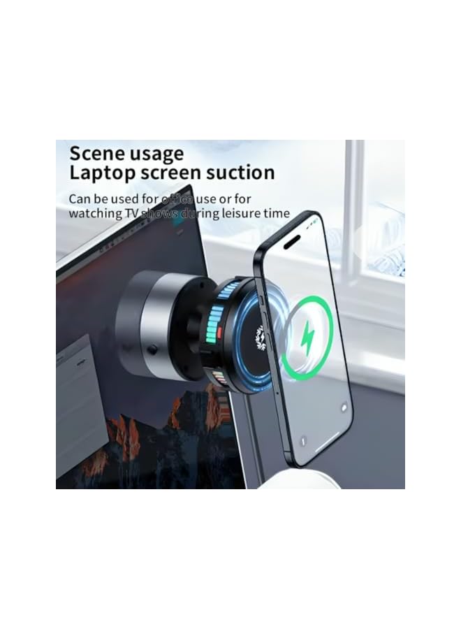 PROMASS 360° Rotating Magnetic Car Phone Holder with Vacuum Adsorption, Wireless Charging, 15W Fast Charging, Cooling Fan, and Semiconductor Radiator for Automotive Navigation - Image 4