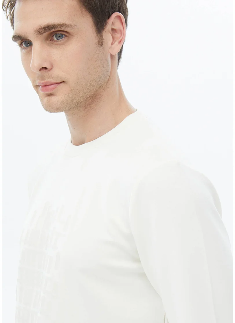 Kip Ecru Crew Neck Printed Sweatshirt