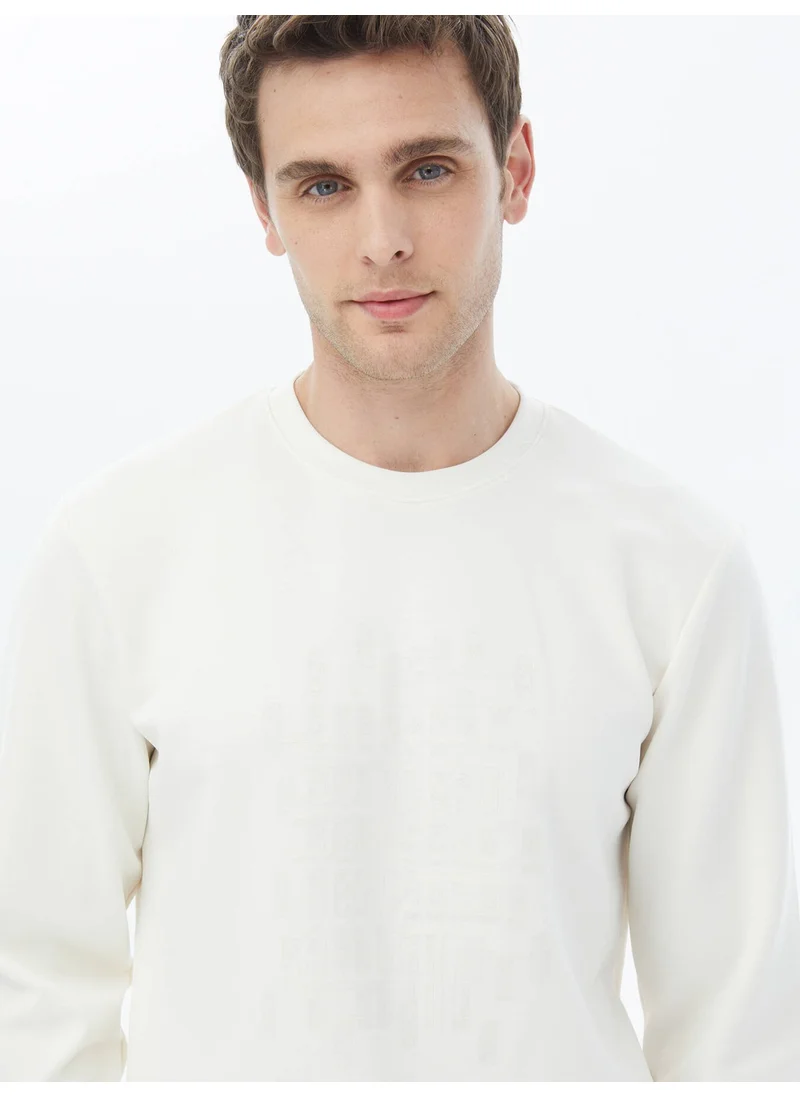 Kip Ecru Crew Neck Printed Sweatshirt