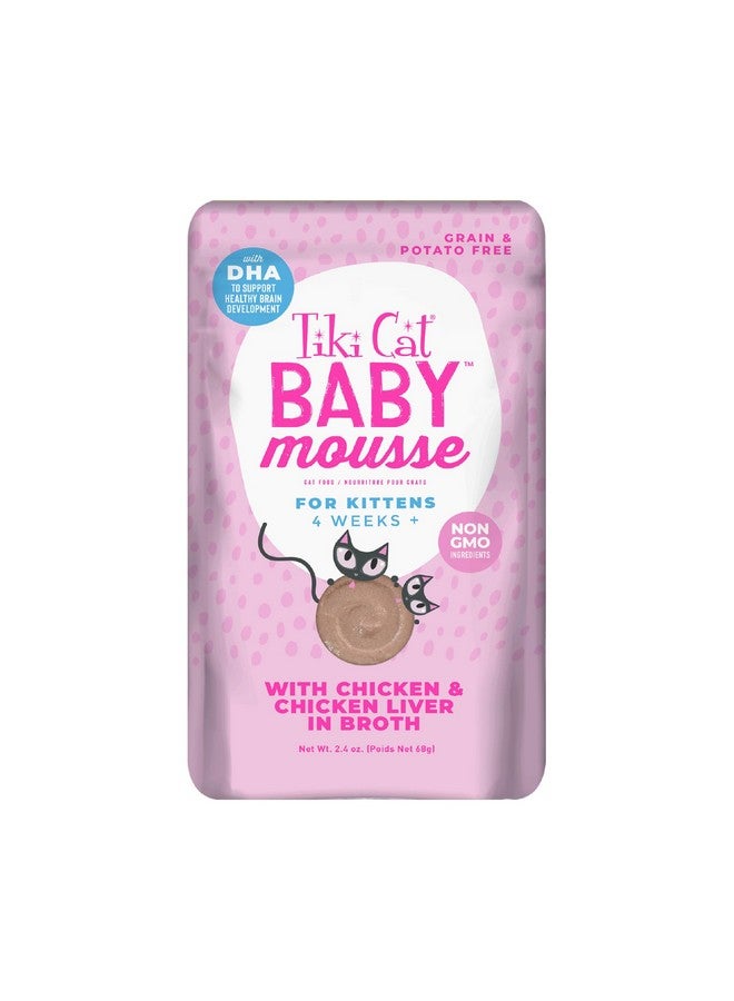 TIKI PETS Cat Baby, Chicken and Chicken Liver, Grain-Free and Nutrient Rich, Wet Cat Food for Kittens 4 Weeks+, 2.4 oz. Pouch (Pack of 12) - Image 1