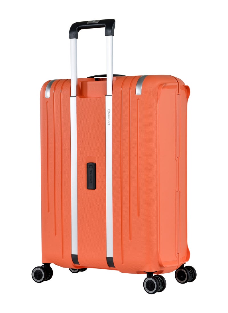 eminent Vertica Hard Case Travel Bag Luggage Trolley Polypropylene Lightweight Suitcase 4 Quiet Double Spinner Wheels With Tsa Lock B0006 Orange  - Image 2