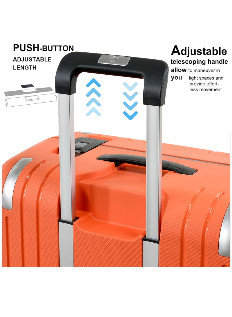 eminent Vertica Hard Case Travel Bag Luggage Trolley Polypropylene Lightweight Suitcase 4 Quiet Double Spinner Wheels With Tsa Lock B0006 Orange