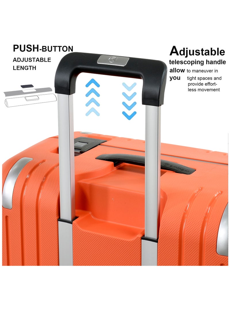eminent Vertica Hard Case Travel Bag Luggage Trolley Polypropylene Lightweight Suitcase 4 Quiet Double Spinner Wheels With Tsa Lock B0006 Orange  - Image 4