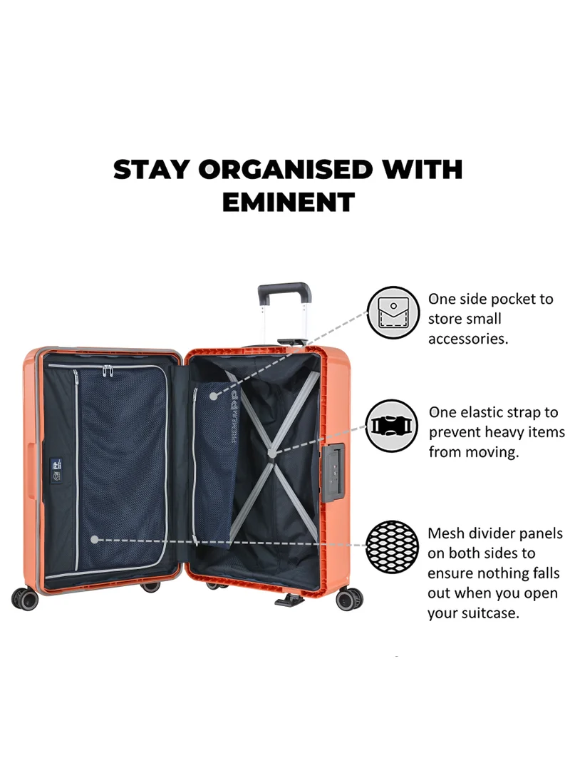eminent Vertica Hard Case Travel Bag Luggage Trolley Polypropylene Lightweight Suitcase 4 Quiet Double Spinner Wheels With Tsa Lock B0006 Orange