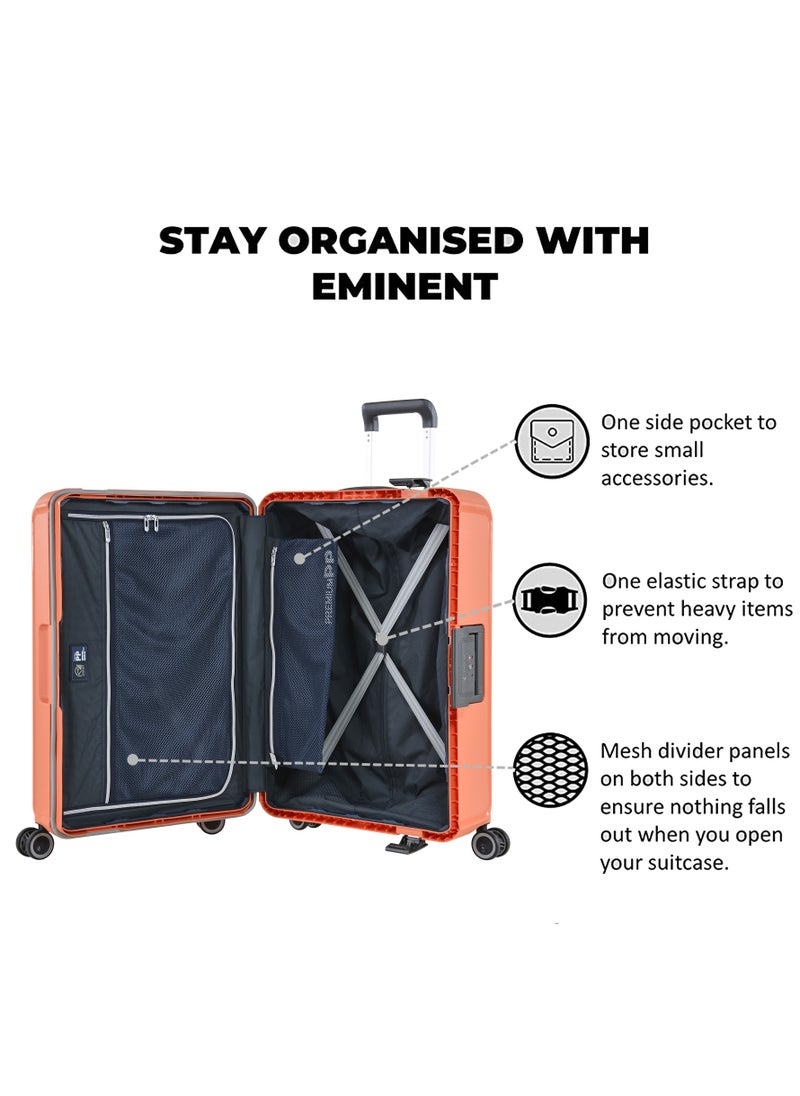 eminent Vertica Hard Case Travel Bag Luggage Trolley Polypropylene Lightweight Suitcase 4 Quiet Double Spinner Wheels With Tsa Lock B0006 Orange  - Image 5