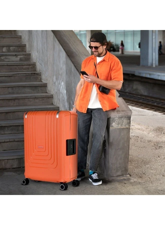 eminent Vertica Hard Case Travel Bag Luggage Trolley Polypropylene Lightweight Suitcase 4 Quiet Double Spinner Wheels With Tsa Lock B0006 Orange