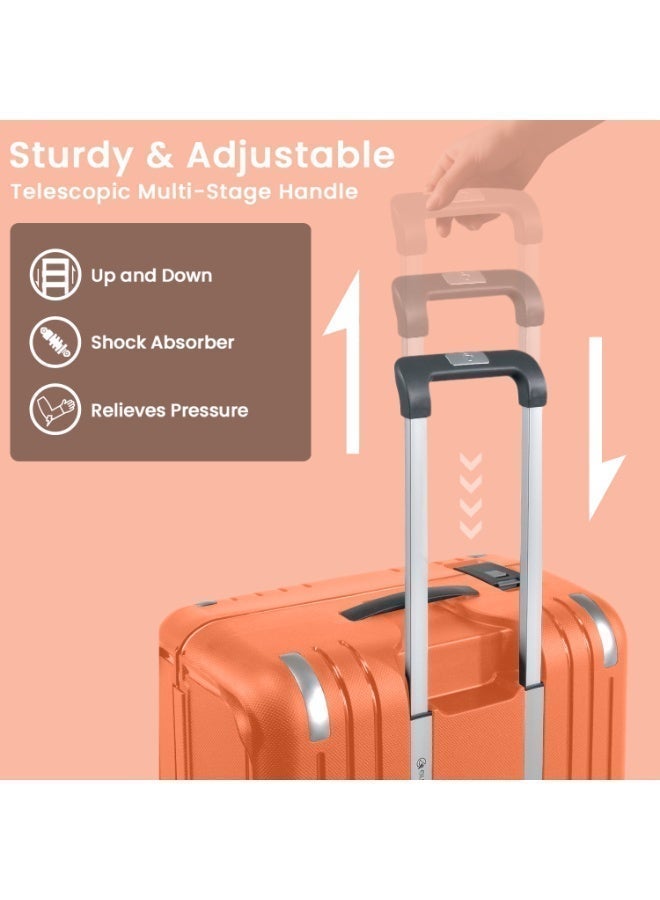 إيمينينت حقيبة سفر صلبة بعجلات مزدوجة هادئة وقفل  برتقالي - Image 3