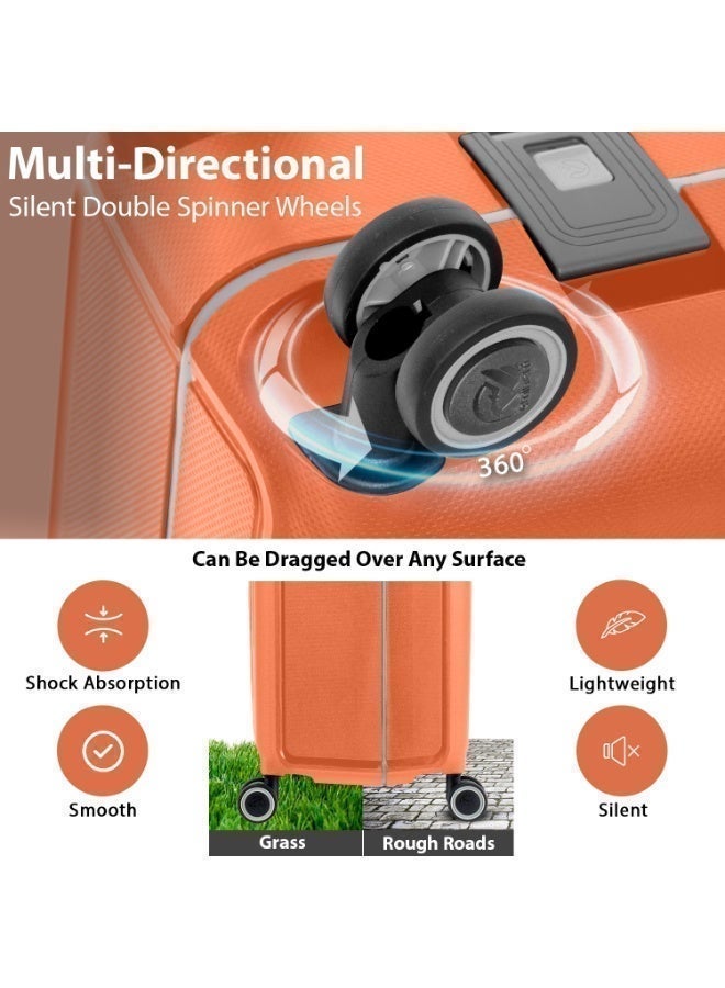 إيمينينت حقيبة سفر صلبة بعجلات مزدوجة هادئة وقفل  برتقالي - Image 5