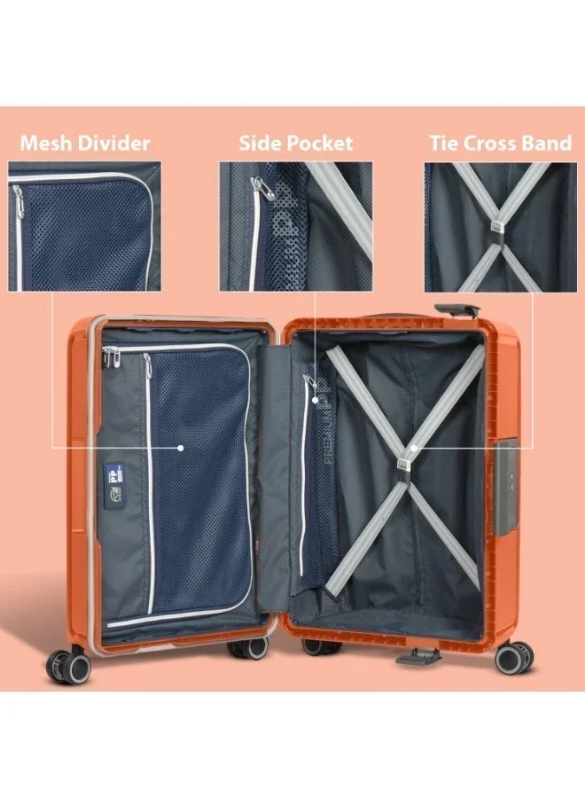 Eminent Orange Vertica Hard Case Travel Bag Luggage Trolley Polypropylene Lightweight Suitcase 4 Quiet Double Spinner Wheels With Tsa Lock B0006 Orange  | Best Price UAE