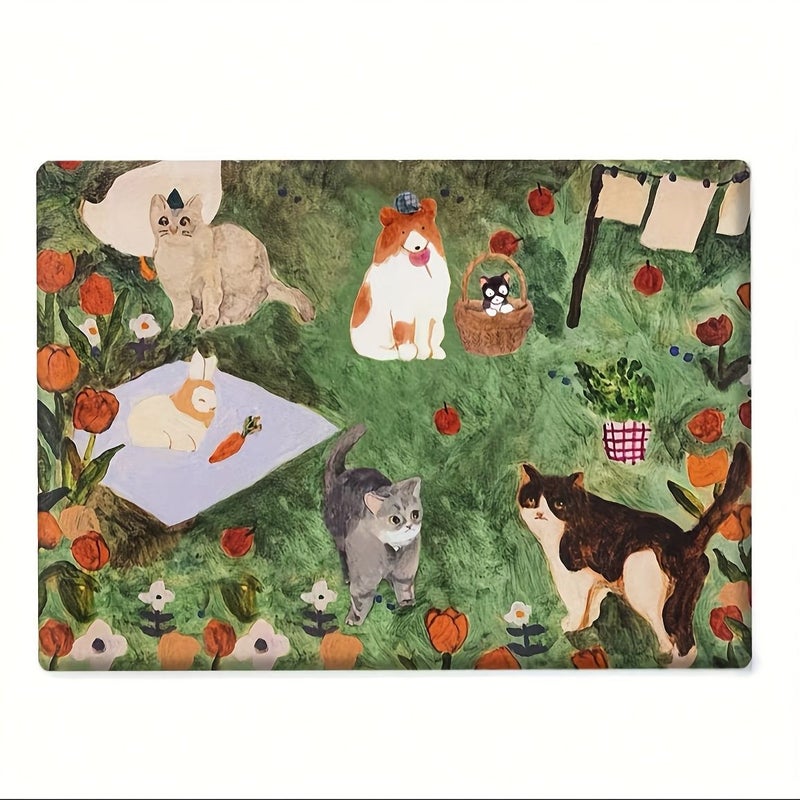Oil Painting Cat and Rabbit Animal Camping Pattern Colorful Plastic Laptop Case with Hollow Logo for 16 Inch MacBook Pro A2141 Includes Top Cover and Bottom Shell Compatible with 2021 2020 2019 2018 M1 M2 M3 Computers - Image 1