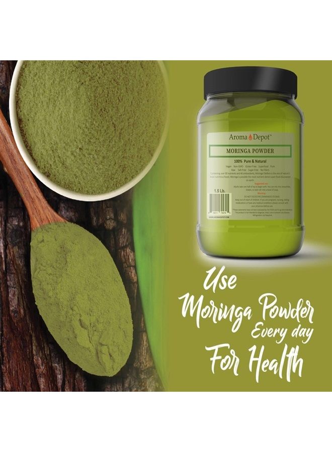 Aroma Depot 1.5 lb Moringa Powder Oleifera Leaf 100% Natural Raw from India Non-GMO and Gluten Free Great for Smoothies, Tea, Drinks & Recipes The Miracle Tree (24 oz.) - Image 3