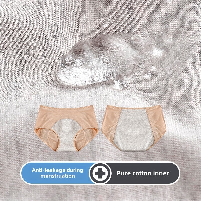 Ladies Leakproof Menstrual Panties High-Waist Sanitary Briefs Apricot  - Image 3