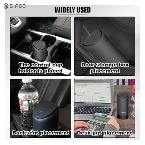 SIAGO Premium Mini Car Trash Can | Compact Silicone Dustbin with Secure Lid | Cup Holder Compatible Car Garbage Container for Tissues, Wrappers & Snack Bags | Easy to Clean & Odor Control | SIA114 - Image 4