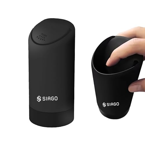 SIAGO Premium Mini Car Trash Can | Compact Silicone Dustbin with Secure Lid | Cup Holder Compatible Car Garbage Container for Tissues, Wrappers & Snack Bags | Easy to Clean & Odor Control | SIA114 - Image 1