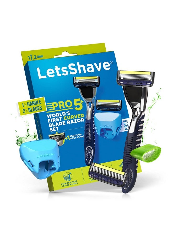 LetsShave Pro 5 Shaving Razor For Men With 2 Blades & 1 Handle + Razor Cap, World'S First Curved Blade Razor, Face & Head Shaving Kit - Image 1