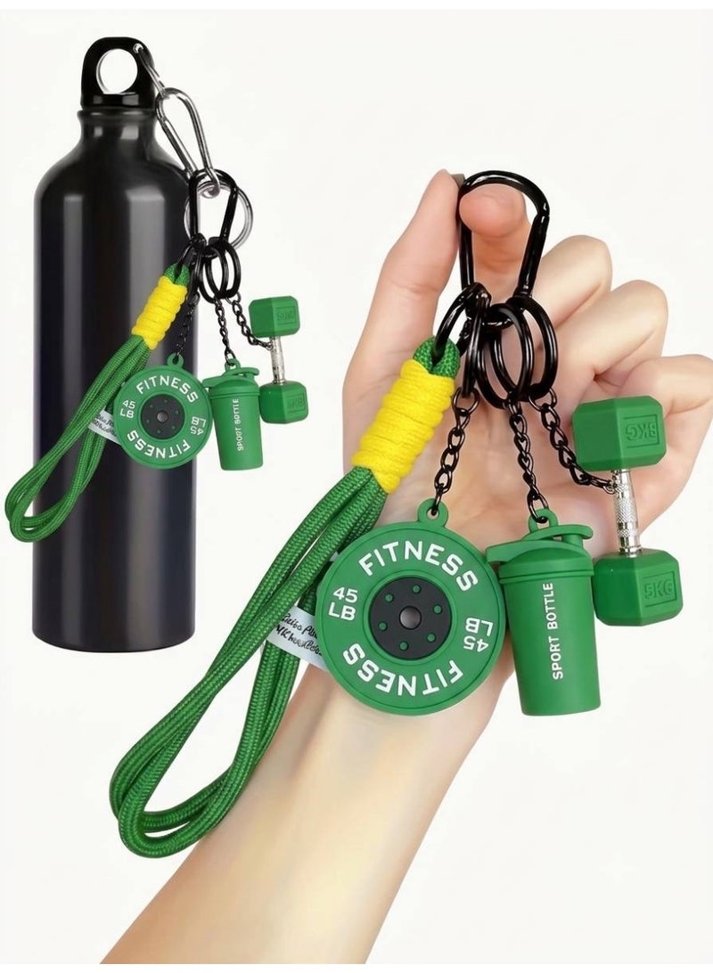 Aura Style 4-in-1 Fitness Keychain - Green Silicone Gym Bag Charm with Dumbbell & Shaker Cup – Cute Sporty Accessory for Workout Enthusiasts - Image 2
