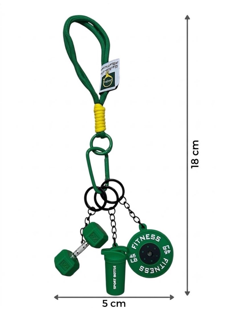 Aura Style 4-in-1 Fitness Keychain - Green Silicone Gym Bag Charm with Dumbbell & Shaker Cup – Cute Sporty Accessory for Workout Enthusiasts - Image 3