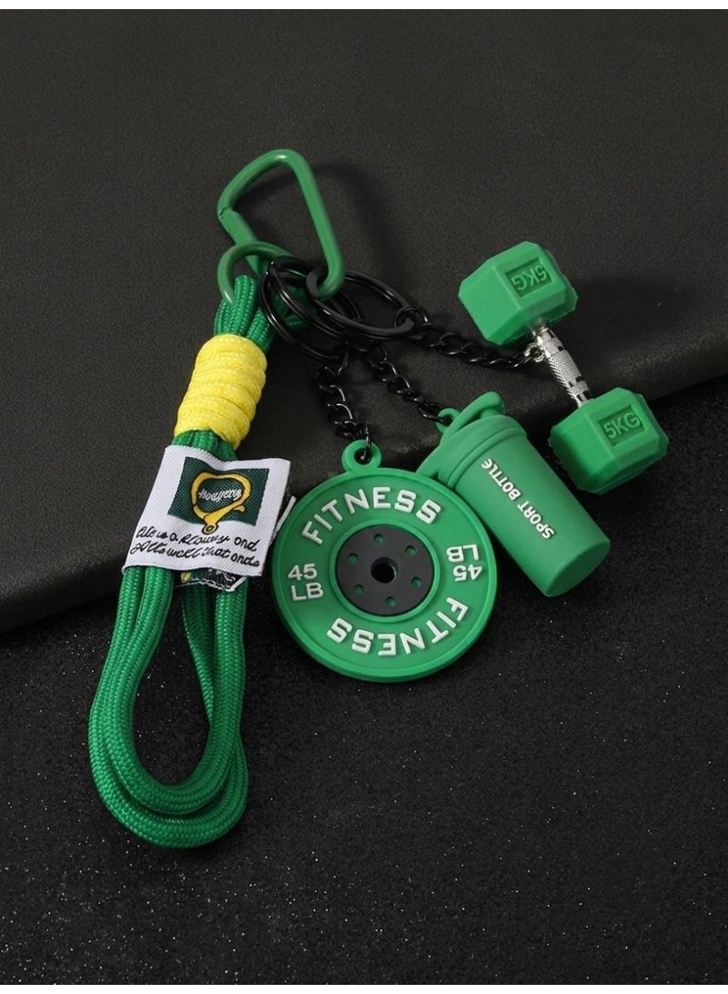 Aura Style 4-in-1 Fitness Keychain - Green Silicone Gym Bag Charm with Dumbbell & Shaker Cup – Cute Sporty Accessory for Workout Enthusiasts - Image 5