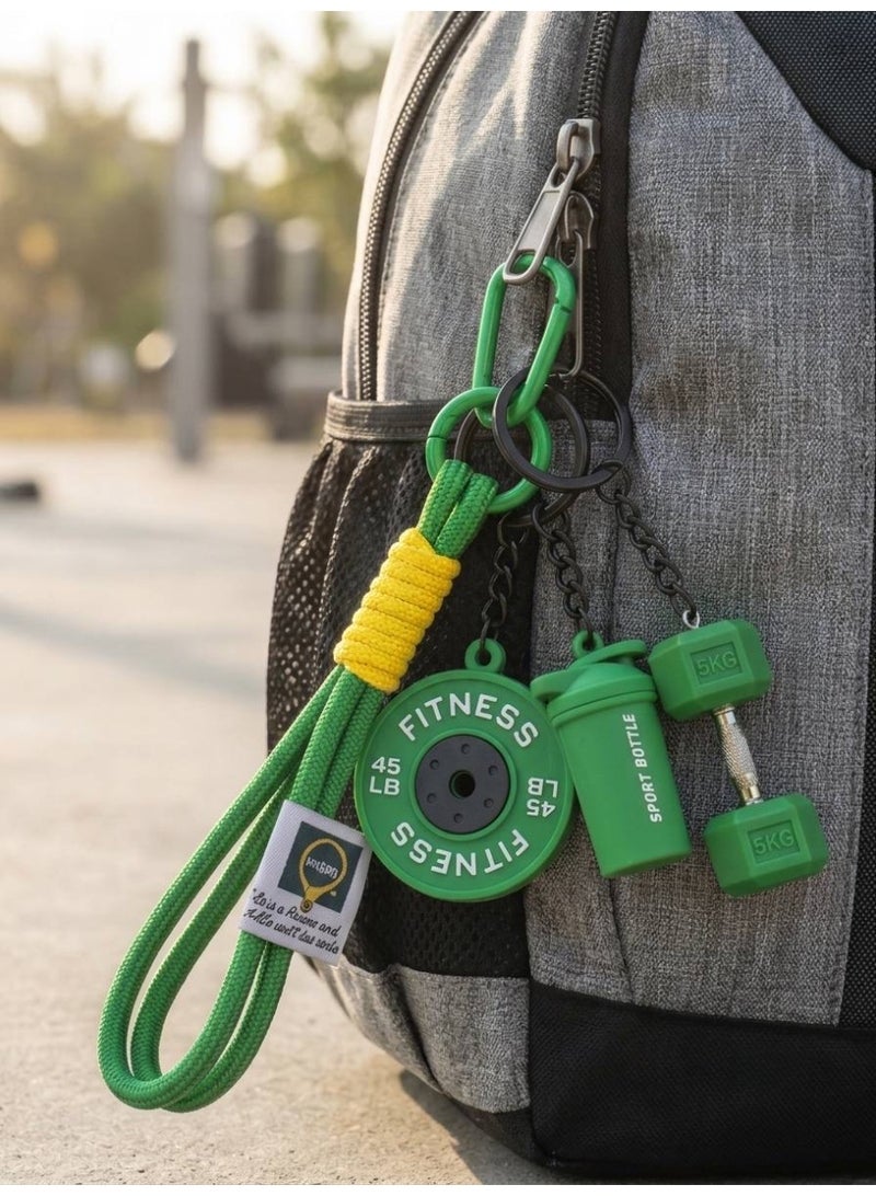 Aura Style 4-in-1 Fitness Keychain - Green Silicone Gym Bag Charm with Dumbbell & Shaker Cup – Cute Sporty Accessory for Workout Enthusiasts - Image 4