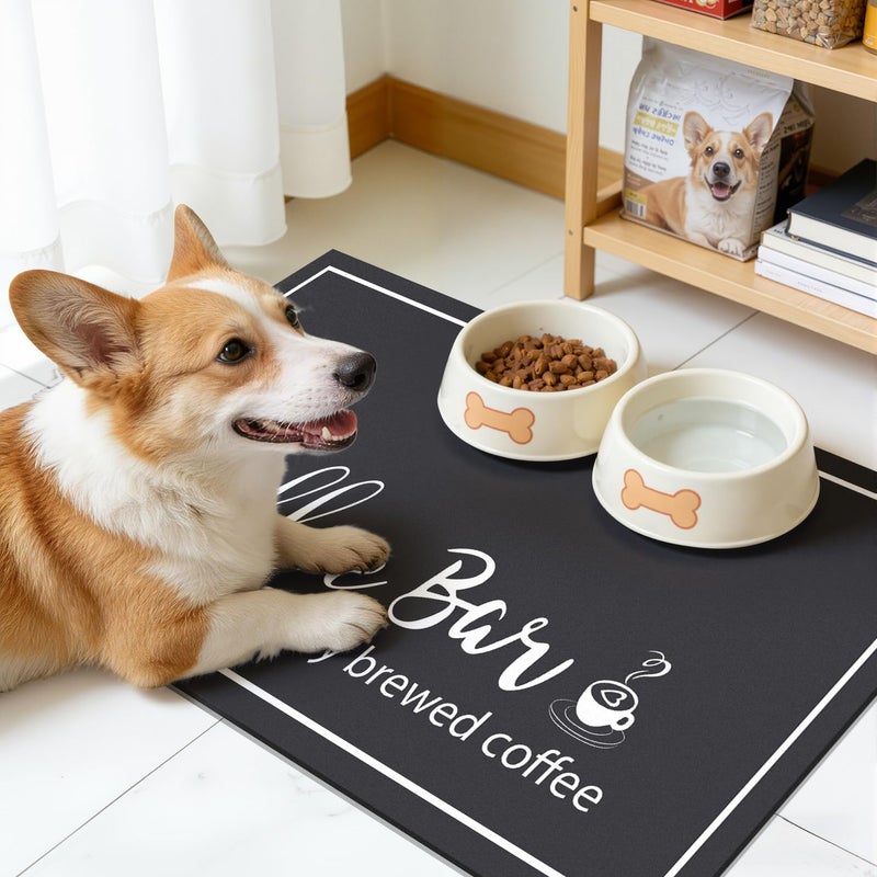 Findosom Dish Drying Mat, 17"x 32" Super Absorbent & Hide Stain Coffee Mat, Cuttable Drying Mat for Kitchen Counter, Coffee Bar Accessories, Under Dish Rack, Coffee Maker, Espresso Machine, Black - Image 3