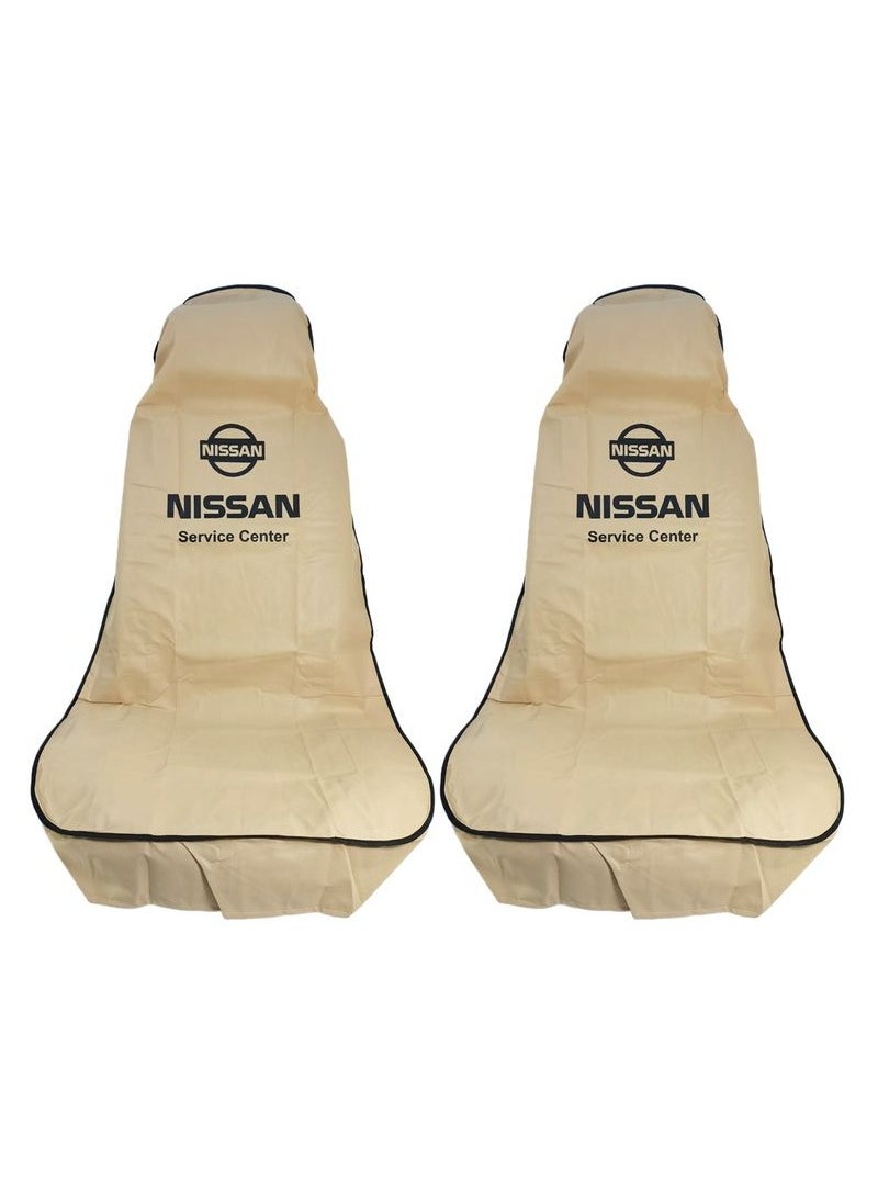 Nissan NISSAN Car Seat Dust Dirt Protection Cover, Extra Protection For Your Seat 2 Pcs Set, Car Seat Cover, Beige  - Image 1