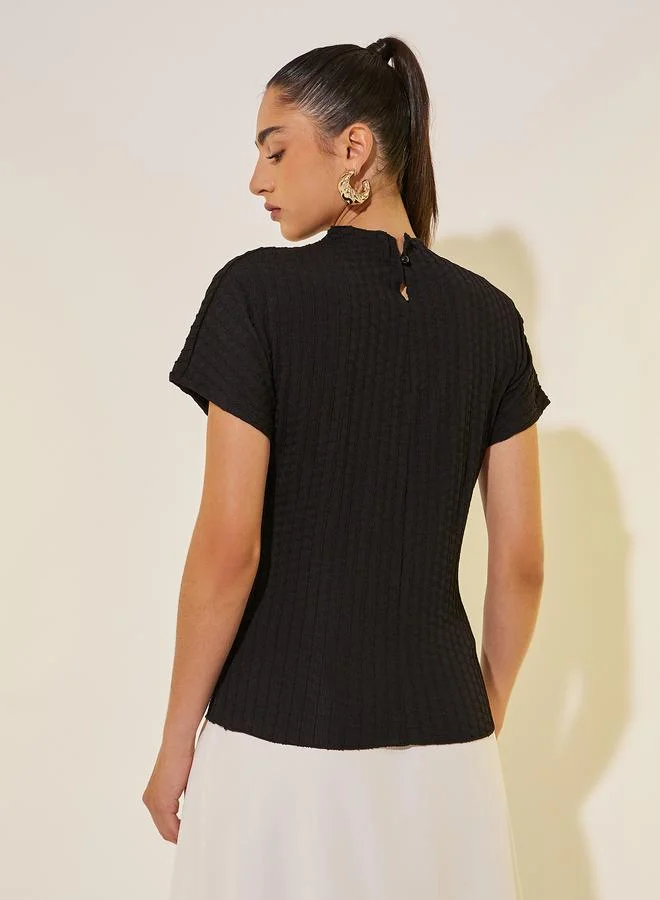 Take Two Take Two Textured High Neck Regular Fit T-Shirt