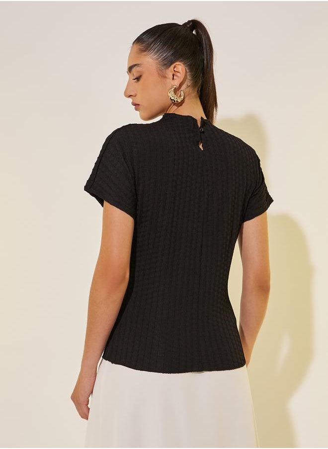 Take Two Take Two Textured High Neck Regular Fit T-Shirt  - Image 5