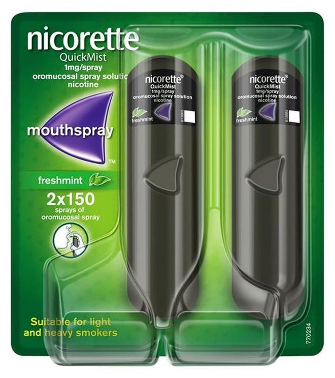 نيكوريت بخاخ الفم كويك ميست سمارت تراك بالنعناع المنعش، 2 × 150 بخاخ