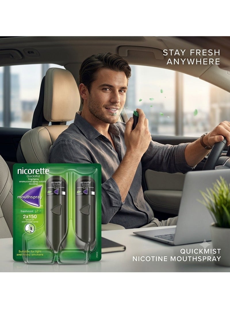 nicorette Quickmist SmartTrack Mouth Spray Freshmint 2 x 150 Sprays - Image 3