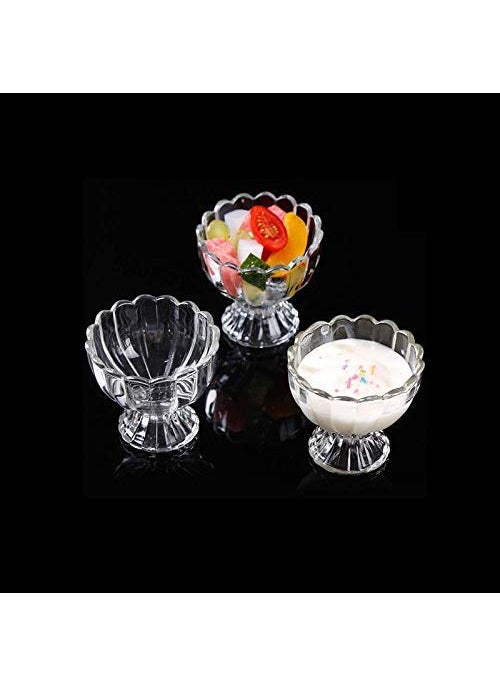 AP SALES AP SALES Ice Cream Bowls Salad Dessert Serving Bowls Tableware Set 120 ml Crystal Clear 6 pcs  - Image 2