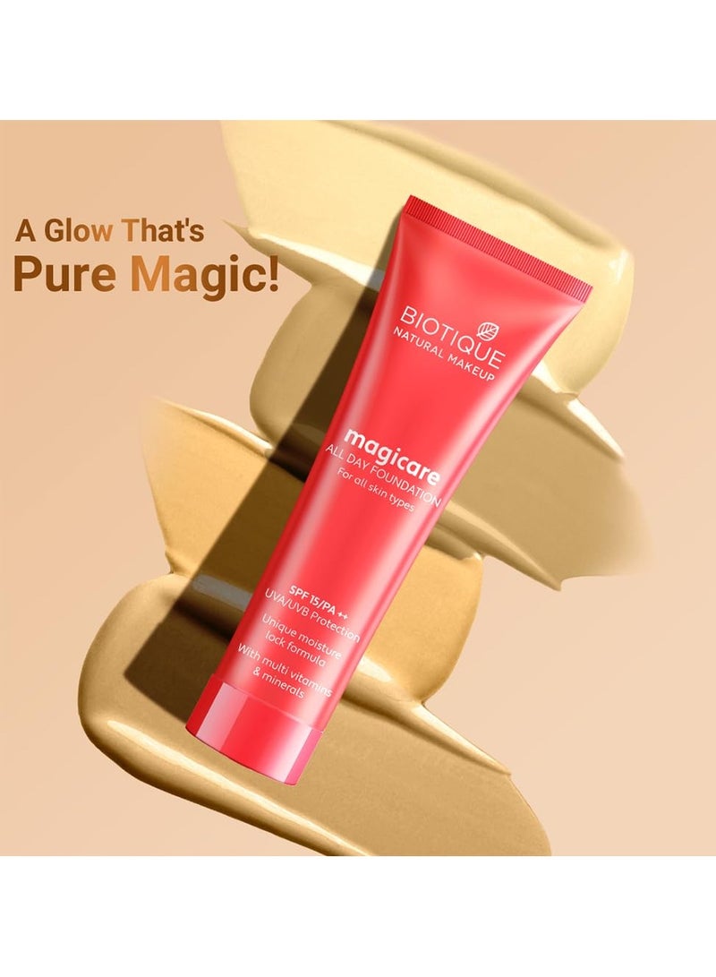 Biotique Natural Makeup Magicare Liquid Full Coverage Foundation Gypsum 30ml Natural Finish - Image 3