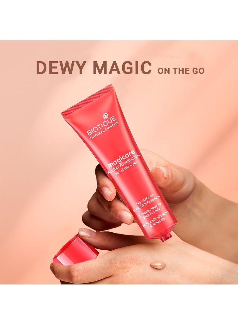 Biotique Natural Makeup Magicare Liquid Full Coverage Foundation Gypsum 30ml Natural Finish - Image 5