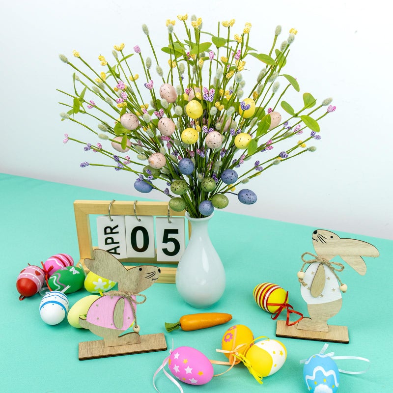 Yawwind Easter Table Decorations 12 PCs Farmhouse Easter Flowers 17 Inches Modern Spring Floral Stems Colorful Egg Picks for Vase Table Centerpiece Indoors Decor - Image 3