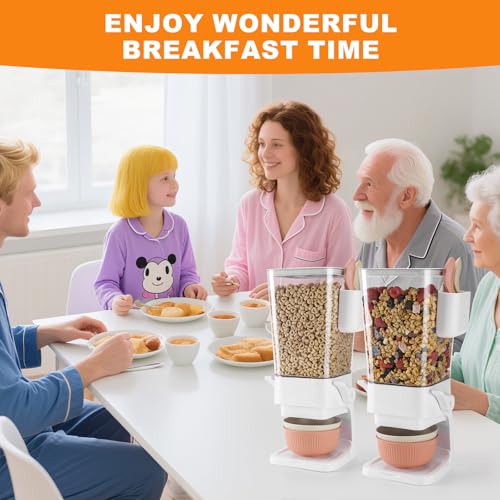 Osacoe Cereal Dispenser Countertop 2 Pack with Bowls Spoons Cutlery Box,5.5 QT Dry Food Dispenser Snack Organizer Containers Storage with Lids for Pantry Kitchen Organization Oatmeal Nut Granola Candy - Image 5